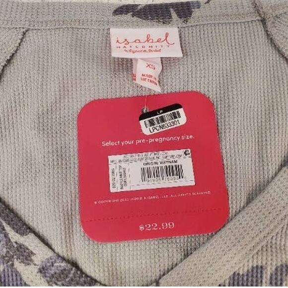 Isabel Maternity Long Sleeve Shirt Waffle Knit Floral Maternity Clothes Size S - Picture 3 of 4